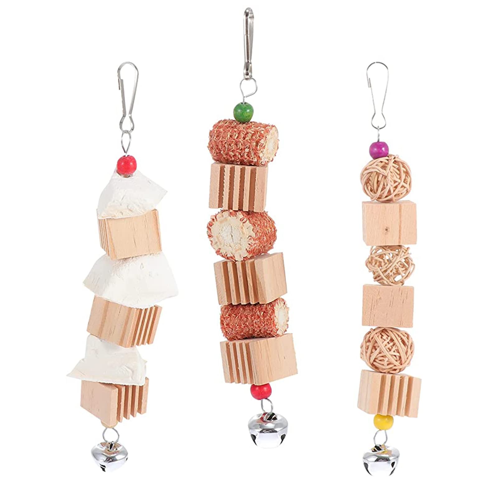 Parrot Chewing Toy Natural Bird Cage Ornament Durable Bird Chewing Stick for Parrot (Random Color)