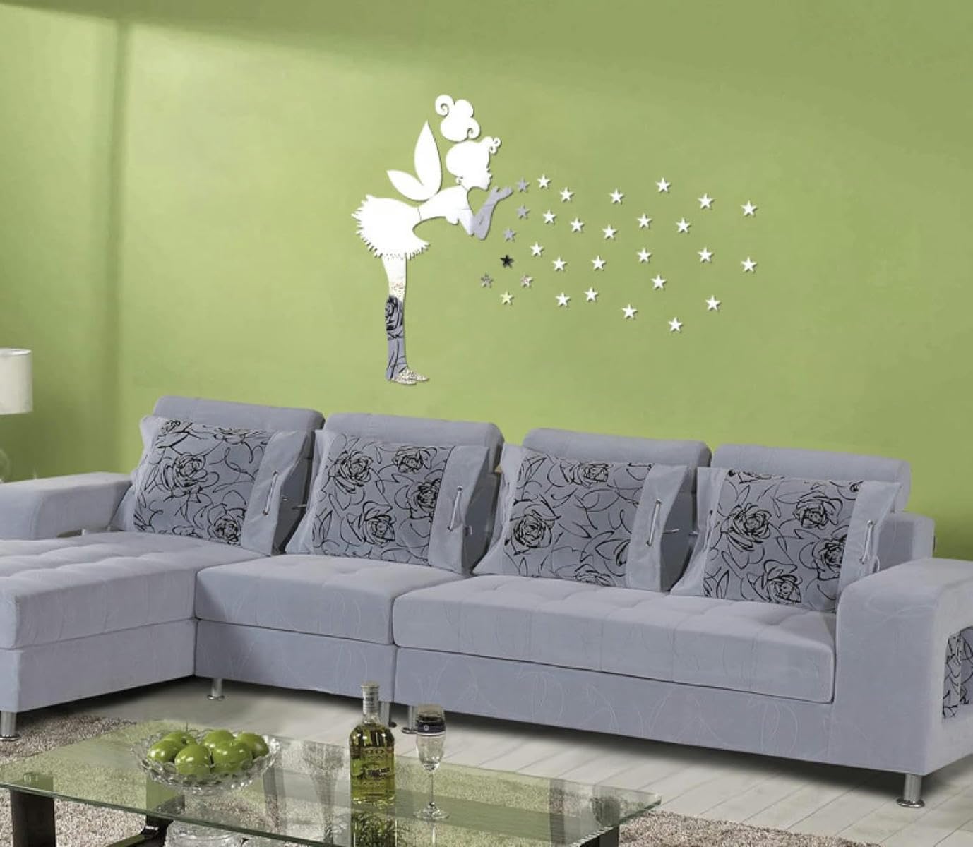 Gklutv Girls Mirror Tiles Angel Star Stick On Mirrors Diy Art Wall Mirror Bedrooms Wall Stickers 1Piecess