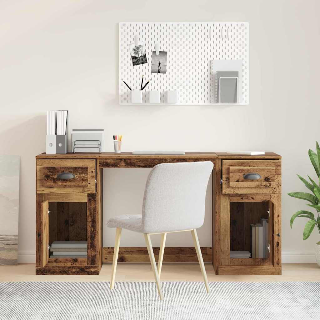 Bureau avec Armoire en Bois d'Ingénierie, Style Mural, Compact