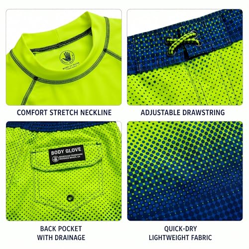 Image of Body Glove Boys Swim Set - 2 Piece Boys Swim Trunks with Rash Guard UV Protection Swimsuit Kids Bathing Suits (Sizes 4-12)
