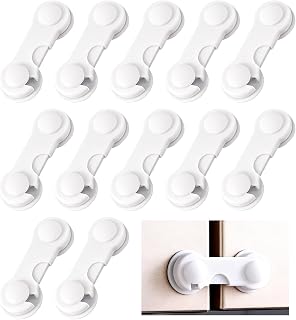 Child Safety for White Cabinets, Gloryit Childproof Drawer Covers Without Drilling, Safety Lock for Baby Drawers 12 Pcs, Suitable for Cabinets, No Drilling Required, White.