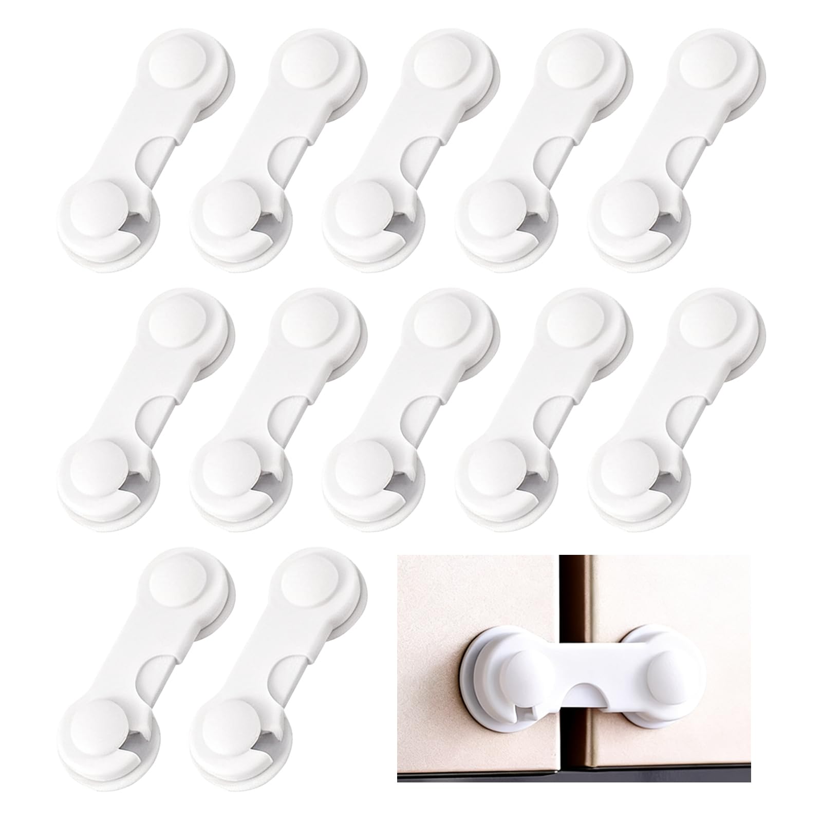 Bloque Porte BéBé,12 pièces Sécurité Enfant pour Armoire Blanche,Gloryit Sécurité Bebe,Bloque Porte BéBé,Adaptées aux placards et Tiroirs,Dotées d'un Adhésif Puissant,ne Nécessitant Aucun Perçage.
