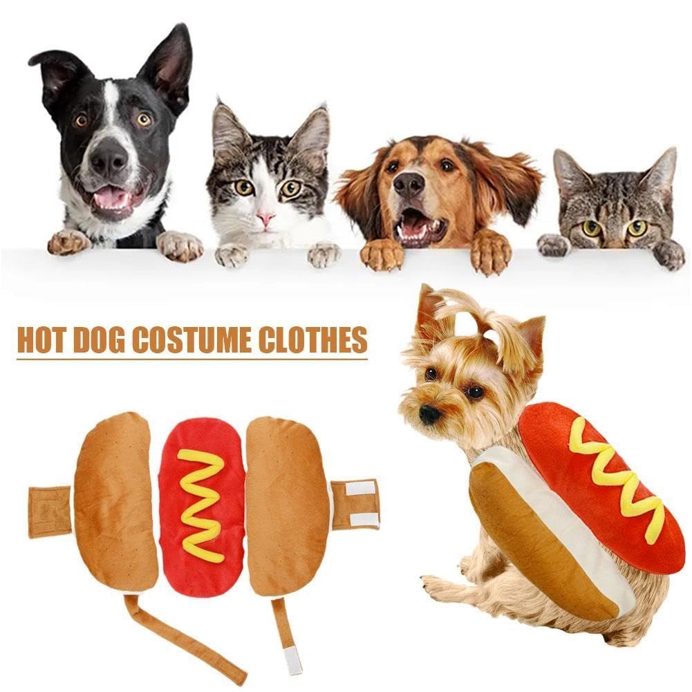 Kostium dla zwierzęcia domowego, kostium w kształcie hot doga, jamnik, kiełbasa, regulowana, cosplay, ubrania dla szczeniaka, ciepłe ubranie dla szczeniaka, przebranie dla psa