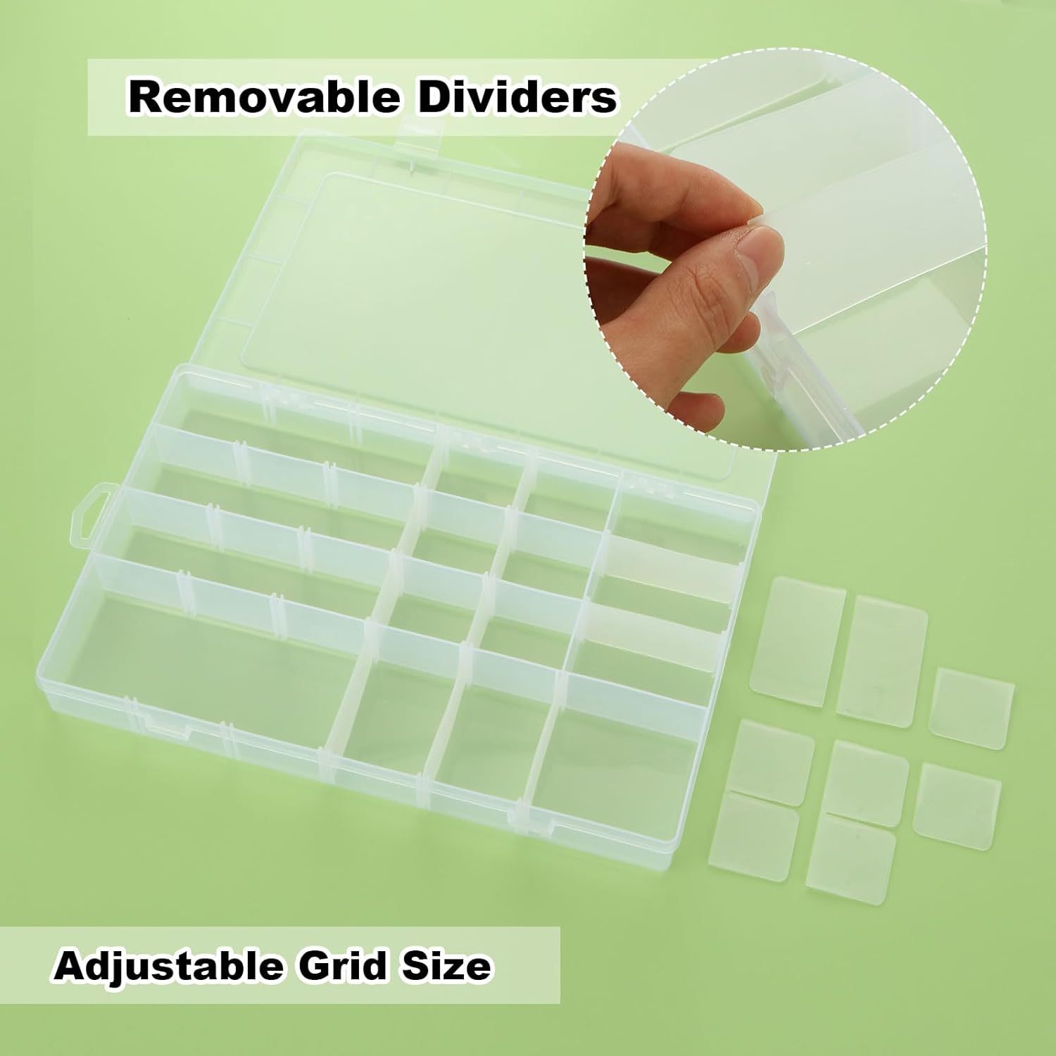 4Pack Large 24 Grids Plastic Organizer Box with Dividers - 24 Compartment Organizer, Clear Tackle Box Organizers and Craft Storage with Adjustable Removable Divider, Fishing Organizer Box for Art DIY - Image 4