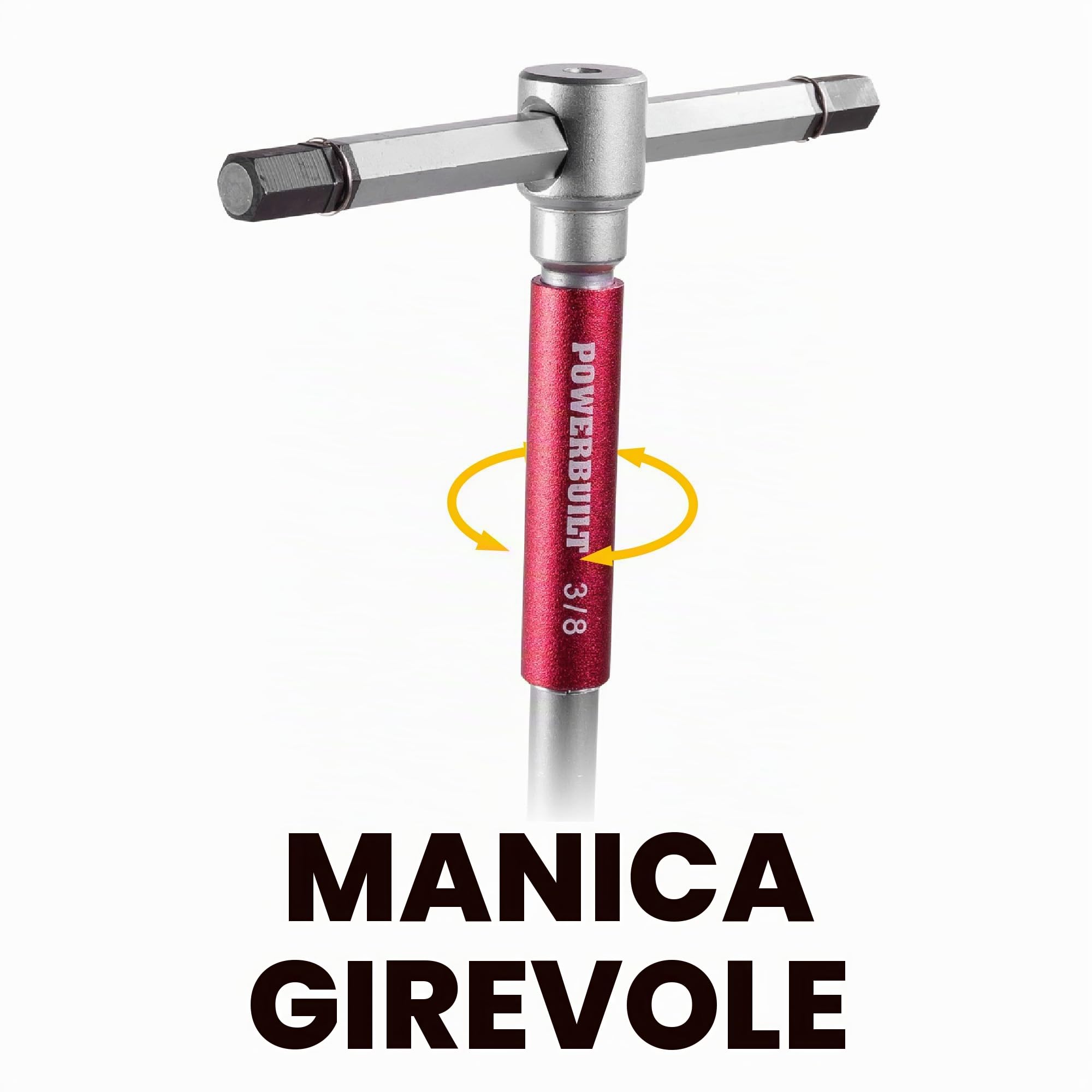 Powerbuilt Set di 8 chiavi a brugola esagonali SAE con impugnatura a T e manicotti rapidi per un'azione di rotazione rapida, maniglia superiore scorrevole per forma a T o L, alberi lunghi, rack di