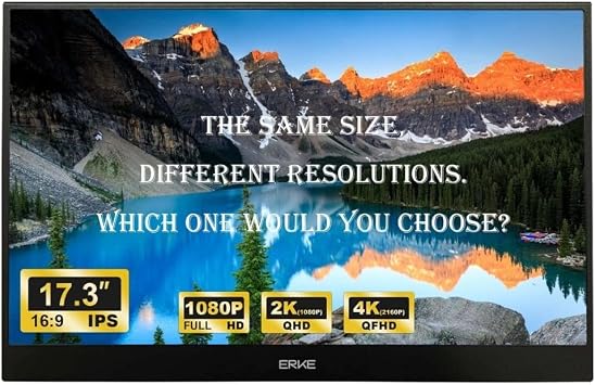 ERKE 17.3 Portable Monitor Screen Expansion Screen 1080P FHD Laptop Monitor USB C HDMI Computer Display HDR Eye Care External Screen w/Smart Cover for PC Mac Phone Xbox