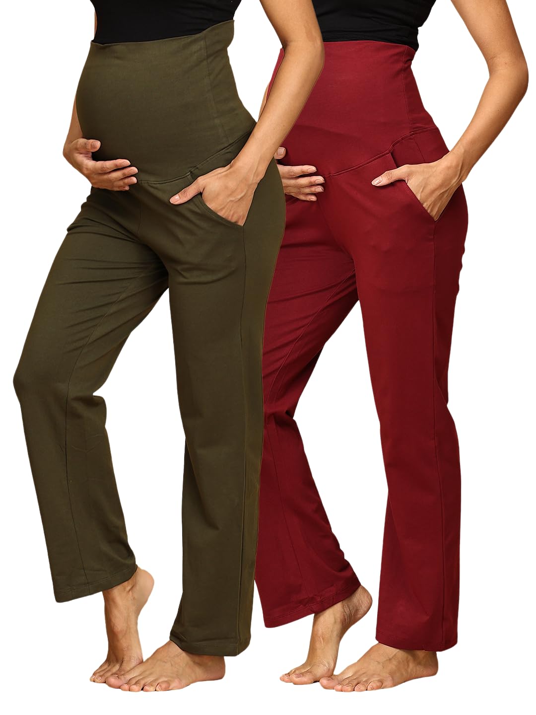 The Mom Store Maternity Track Pants | for Pregnant Women with Ultimate Comfort | Prenatal Yoga Pants | Pre and Post Pregnancy-image-10