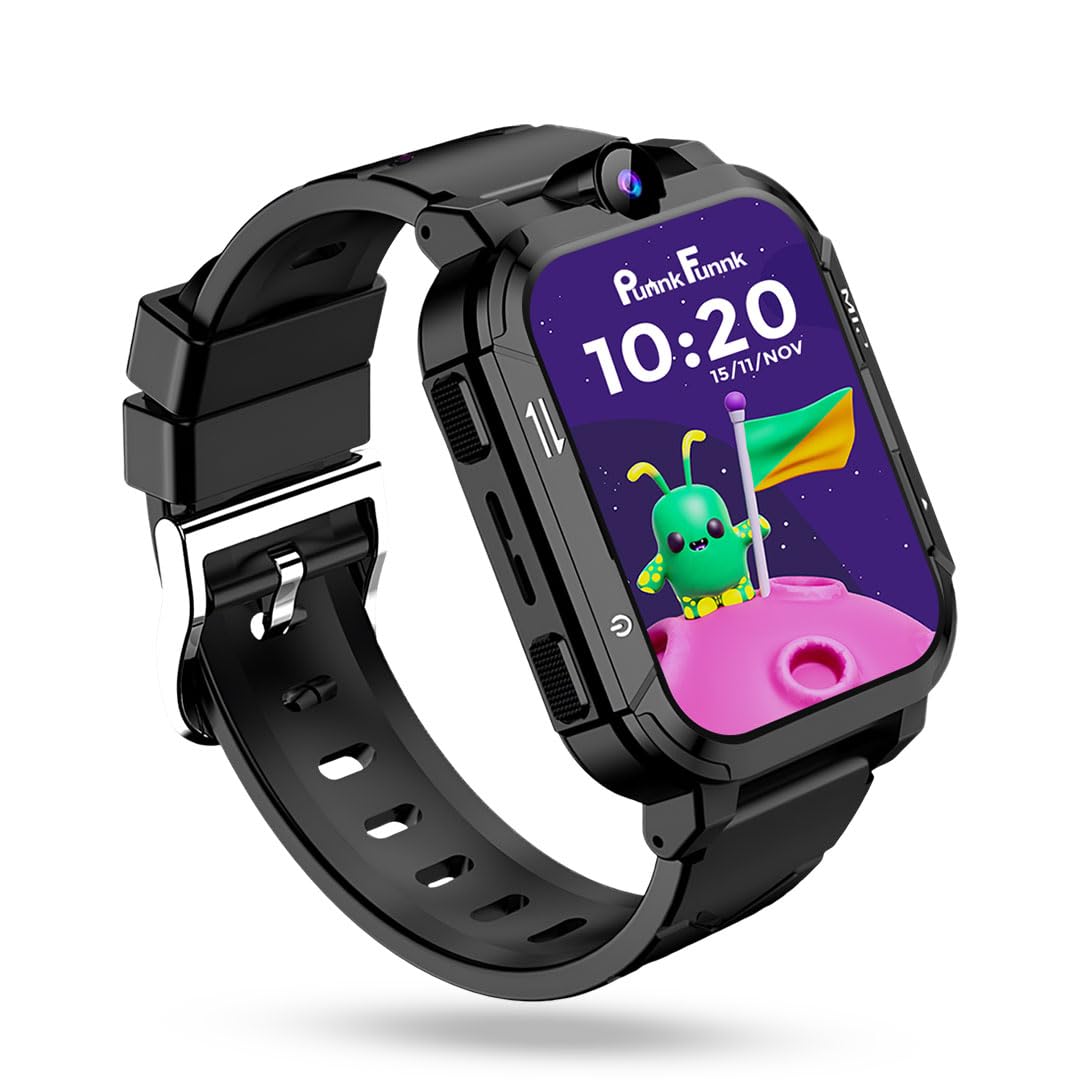 PunnkFunnk Safeguard Kids Smart Watch 5G/4G with SIM Calling, GPS Tracker, Video Calling, SOS Alerts, Face Unlock, Voice Chat, Games, IP67 Waterproof, 800mAh Battery (Black) PunnkFunnk Safeguard Kids Smart Watch 5G/4G with SIM Calling, GPS Tracker, Video Calling, SOS Alerts, Face Unlock, Voice Chat, Games, IP67 Waterproof, 800mAh Battery (Black)