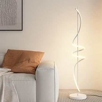 Spiral LED Floor Lamp,Stepless Dimmable Spiral Lamp, 30W with Remote Control & Foot Switch, Silicone Lampshade, for Living Room, Bedroom, Gaming RoomCream,B