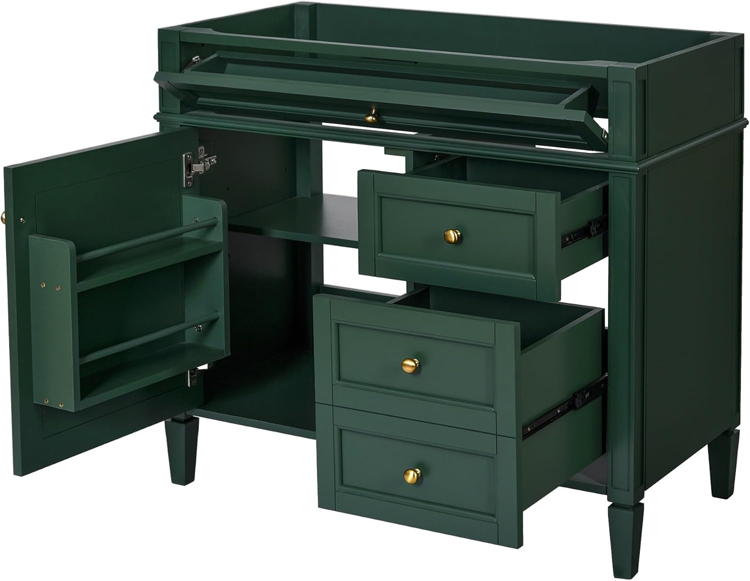 LZ LEISURE ZONE 36'' Bathroom Vanity Without Top Sink, Modern Bathroom Storage Cabinet with 2 Drawers and a Tip-Out Drawer, Only Cabinet, Green
