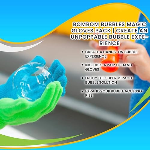 Miniatura 7 de BomBom Bubbles Paquete de guantes mágicos  Crea una experiencia de burbujas imposibles de reventar, incluye un par de guantes de burbujas mágicas y