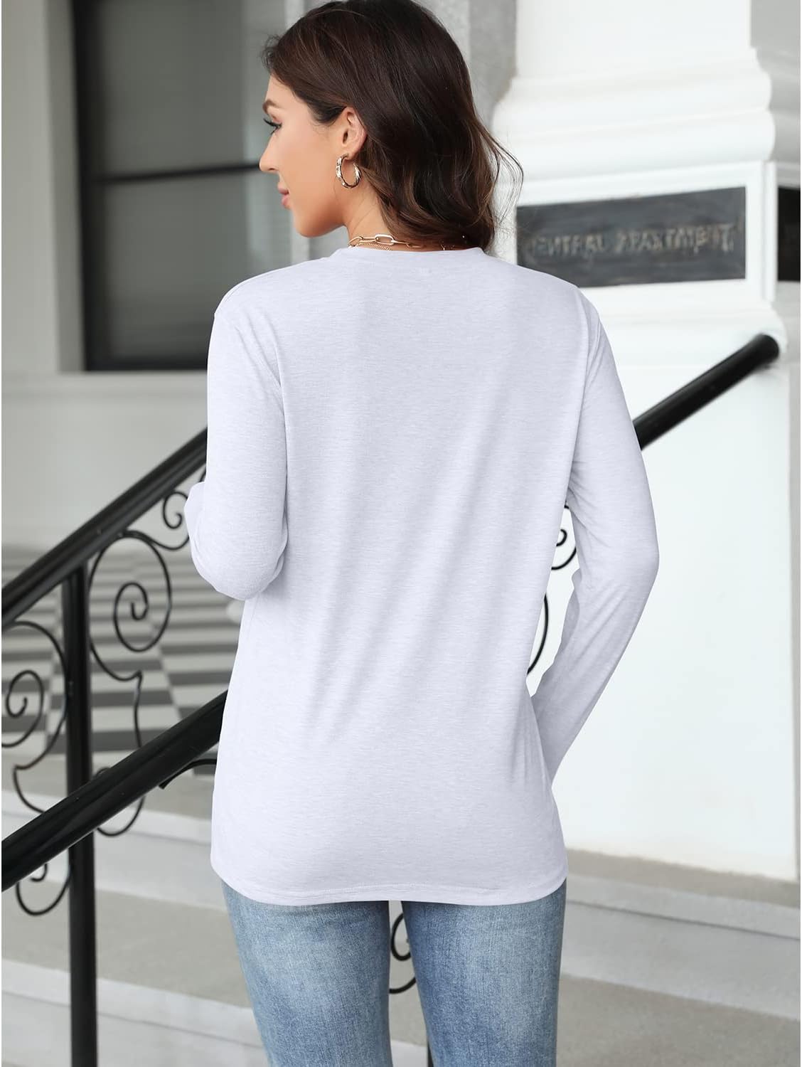 Womens T Shirt Flower Graphic Tee Tops Autumn Long Sleeve Cotton Tunic Tops - Image 7