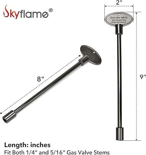 Miniatura 3 de Skyflame Kit de válvula de llave de gas recta de 1/2 pulgada para chimenea con brida con llave de 3 pulgadas y llave de 8 pulgadas