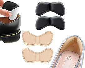 Redvant 2Pcs Self-Adhesive Heel Grips Liner Cushion Inserts for Loose Shoes, Shoe Bite Protector Heel Pads Snugs for Shoe Insoles, Heel Pad for Heel Pain Men Women 2Pairs (4.5-9.5) (Beige(1) & Black(1), 4.5-9.5)