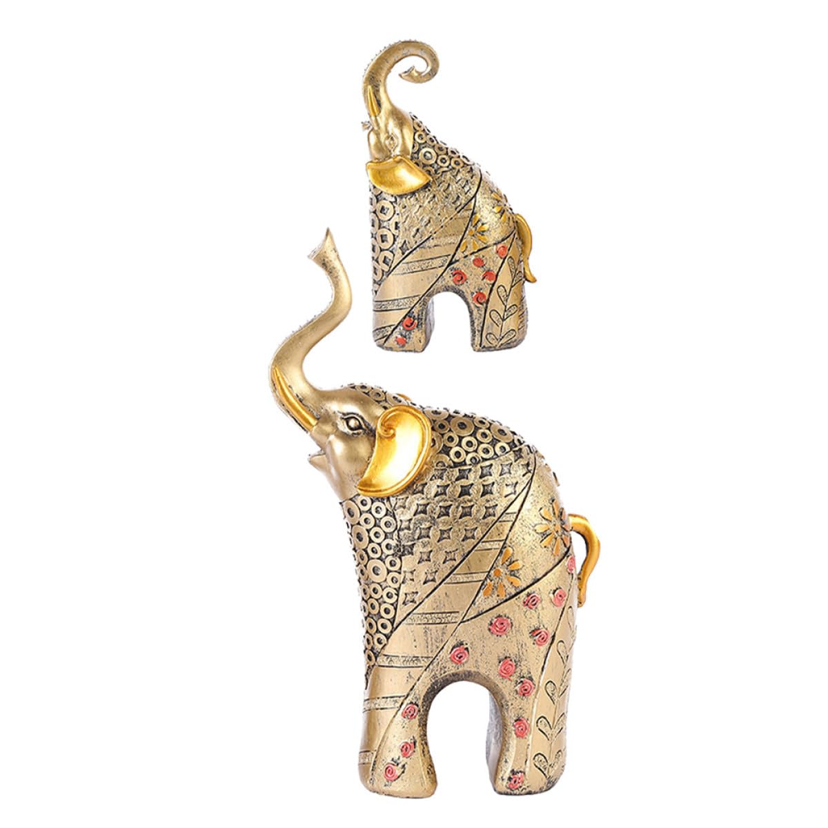 WOONEKY 2pezzi Statuetta di Elefante in Resina Decorazione da Casa Ornamento di Ricchezza Figura di Elefante