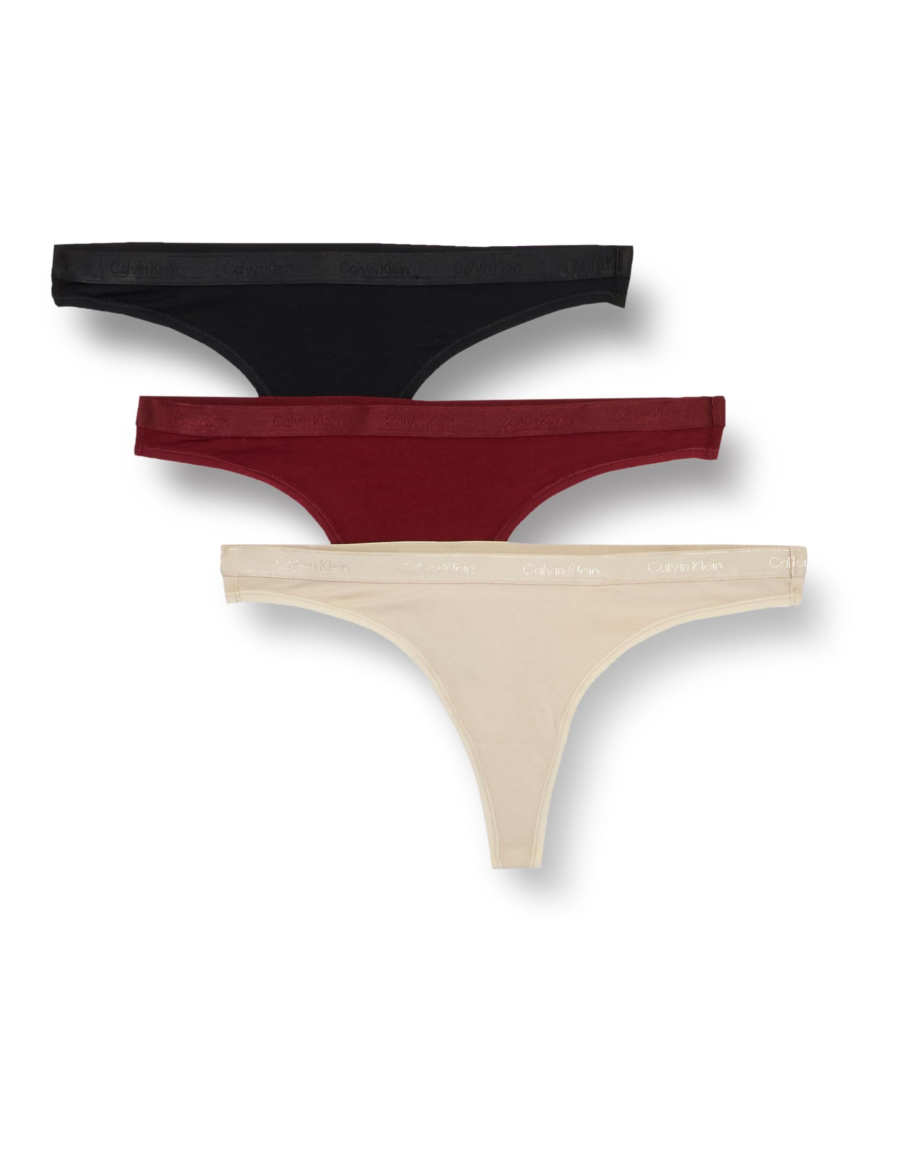 Calvin Klein Women's 3 Pack Thongs Underwear, Multicolor (Black/Cocoon/Syrah), XL