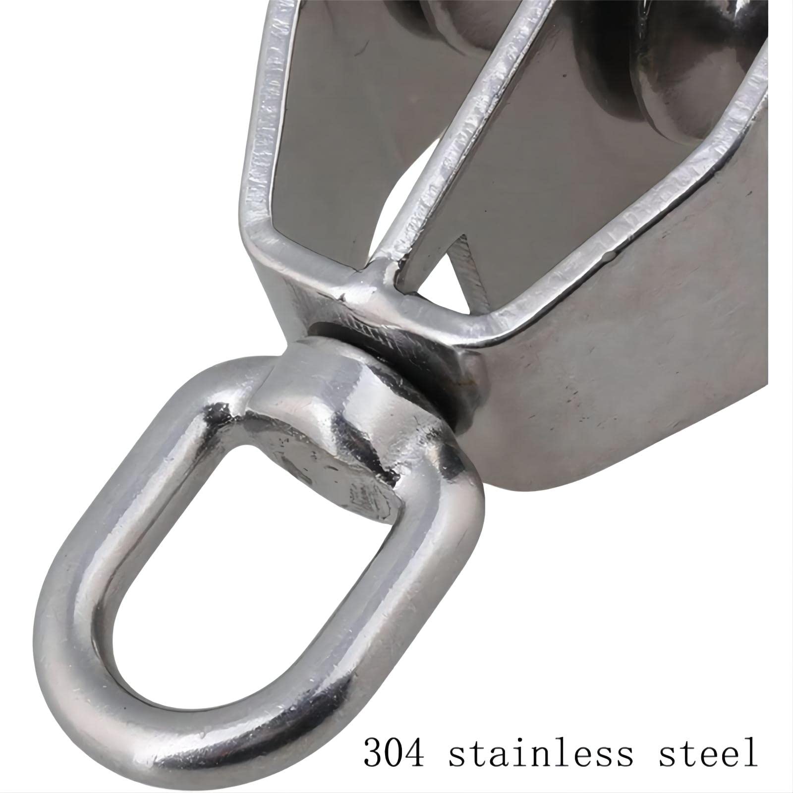 2PCS M32 Doppia Puleggia Blocco 304 Acciaio inossidabile Heavy Duty Doppia Ruota Girevole Cavo Massimo Carico 551 lbs/250kg