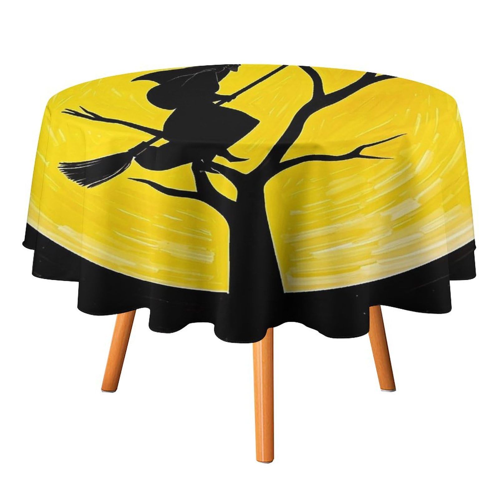 SMAZDFXX Witch Ornament Tablecloth 36x36in Round Table Cloth Durable Polyester, Washable Stain Resistant Table Cover for Indoor Outdoor (Picnic, Dining, Party)