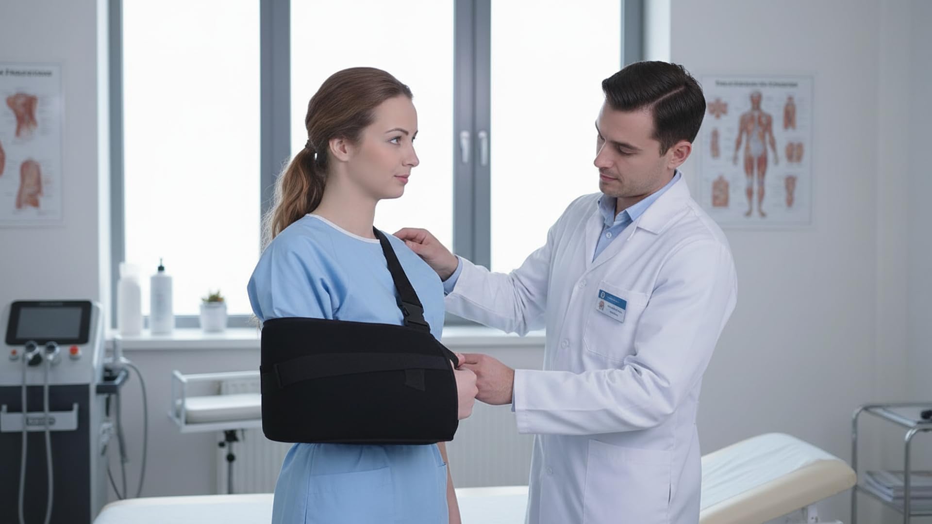 Ausilium Cojín para Abducción de Hombro Ambidiestro – Soporte para Brazo Postoperatorio para Rehabilitación del Manguito Rotador y el Brazo – Banda Ajustable, Talla Única, Negro