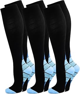 3 Pares Calcetines/Medias de Compresión para Hombres y Mujeres, Running, Deporte, Correr, Senderismo, Volar, Viajar, Varicosas, Embarazo y Médicos