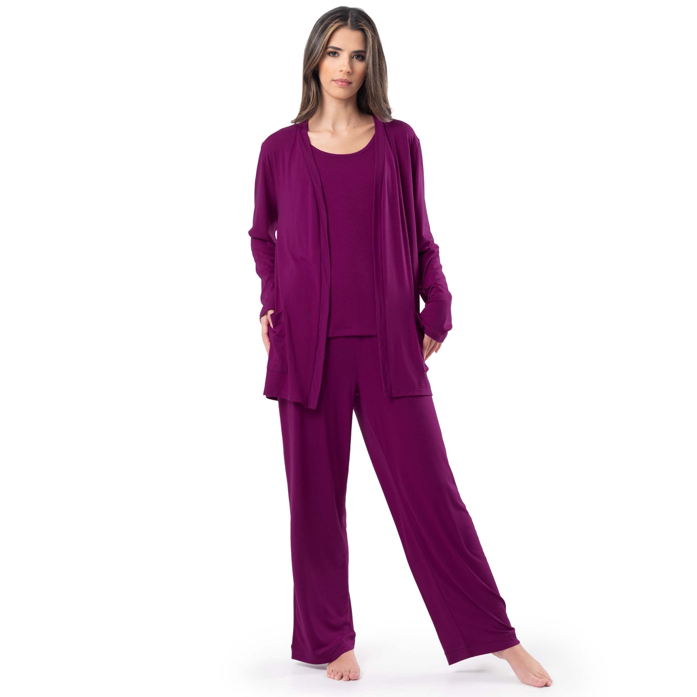 Fruit Of The Loomwomens Breathable Tank Top, Pant, and Cardigan Sleep Set Pajama Set
