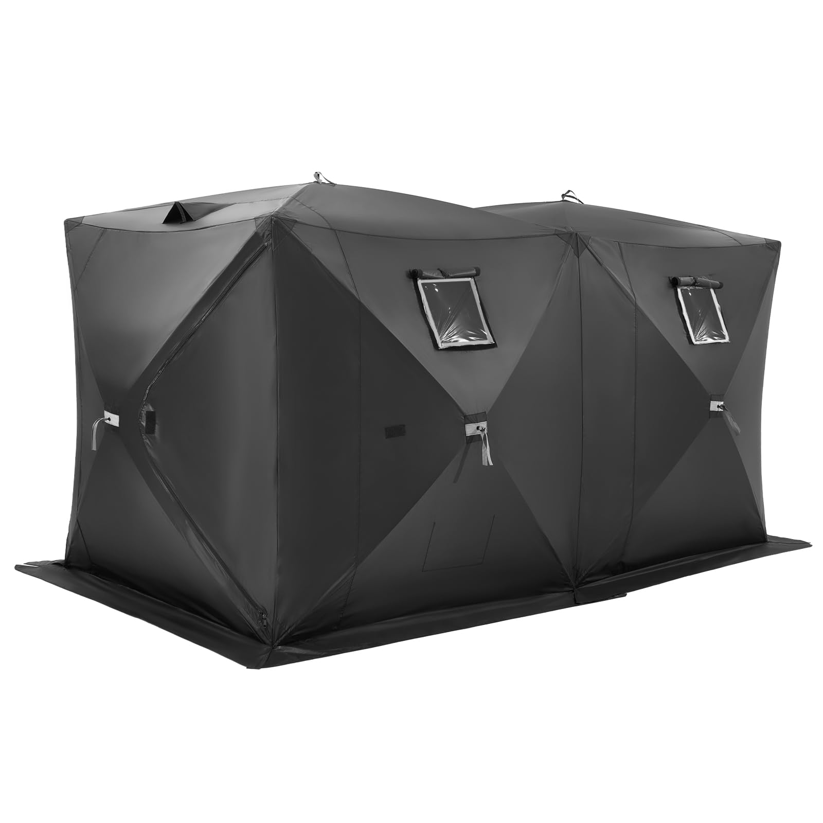 VEVOR Tenda da Pesca sul Ghiaccio 3,​6 x 1,​8 x 2 m Rifugio Portatile per Pesca sul Ghiaccio per 6-​8 Persone, Tessuto Oxford 300D Impermeabile, con Ancore, Corde, Borsa da Trasporto, per Pesca Invernale