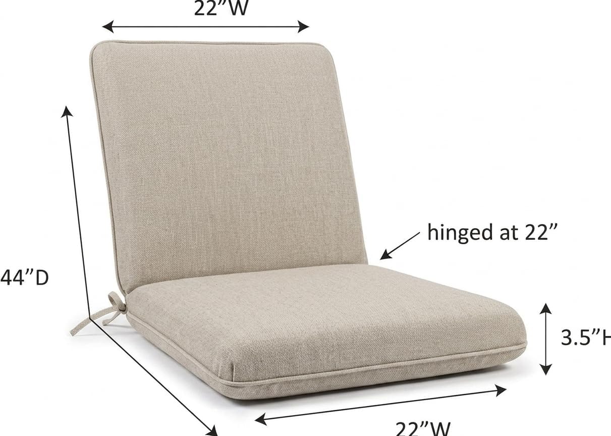 Sunbrella Fabric Deep Seating Patio Cushion 44” x 22” Hinged (Seat + Back) – Outdoor Lounge Chair Cushion Replacement – Not a Standard 22" x 22" Seat Cushion - Made in The USA