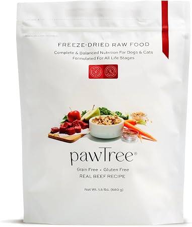 PawTree Freeze-Dried Raw Dog & Cat Food - All-Natural Beef Recipe, 1.5 Lbs