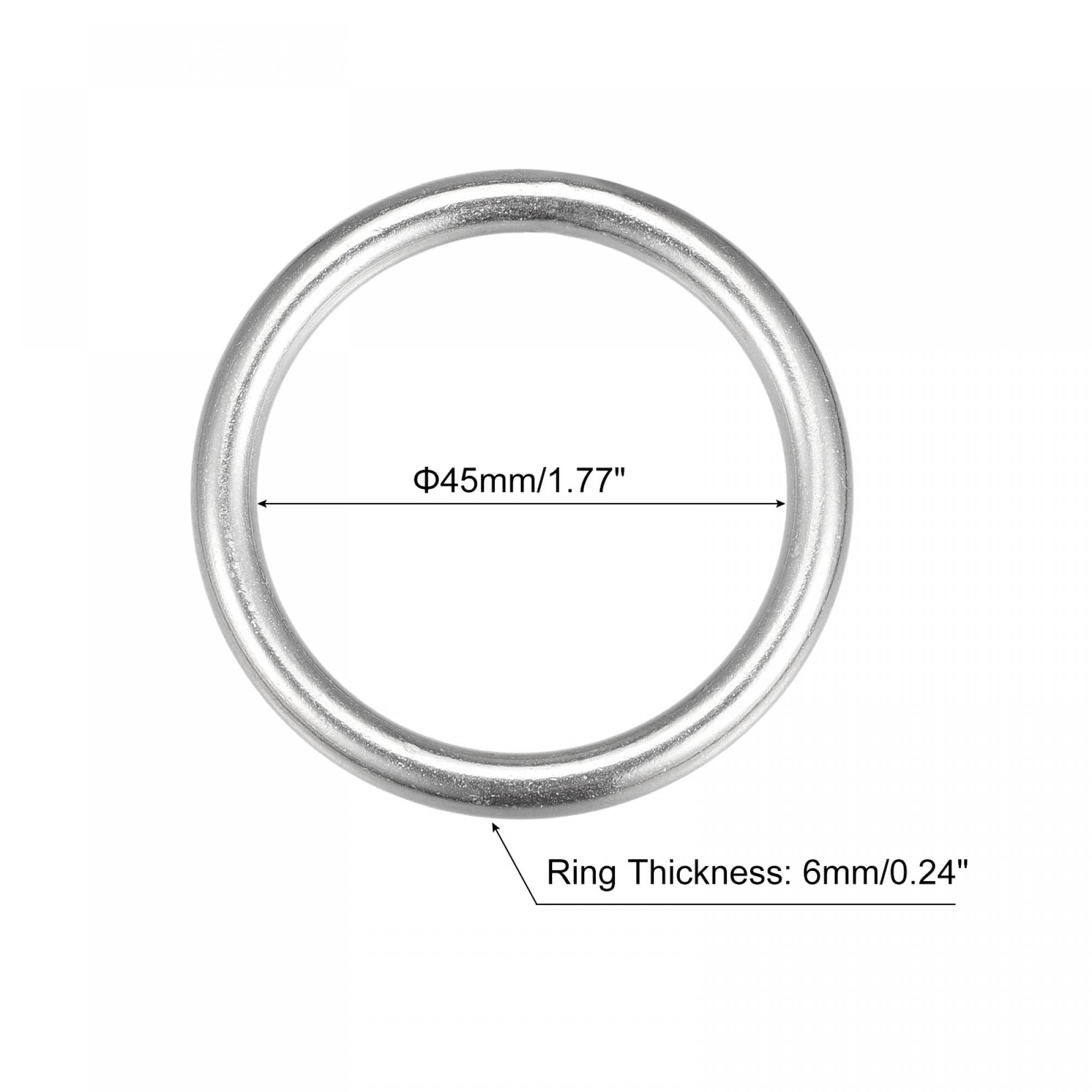 3 Geschweißte O-Ringe Aus 316 Edelstahl – 45 Mm Innendurchmesser, 6 Mm Dick, Poliert, Für Hänge- Und Verbindungsarbeiten