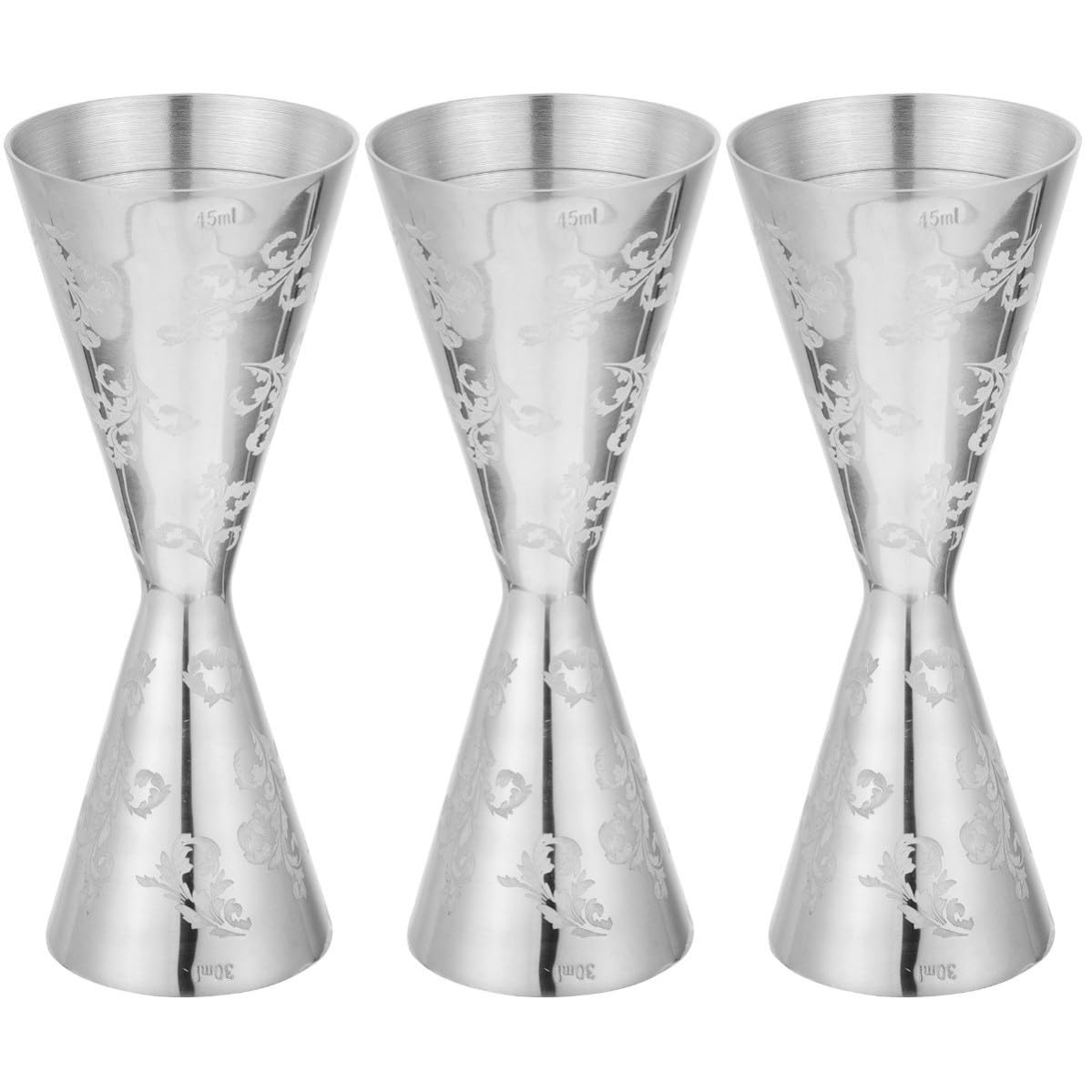 SOLUSTRE 3 Stück Doppel Jigger aus Edelstahl mit Klarer Skala und Rostfreiem Material 30ml und 45ml Messbecher für Drinks für Riegel und Zuhause