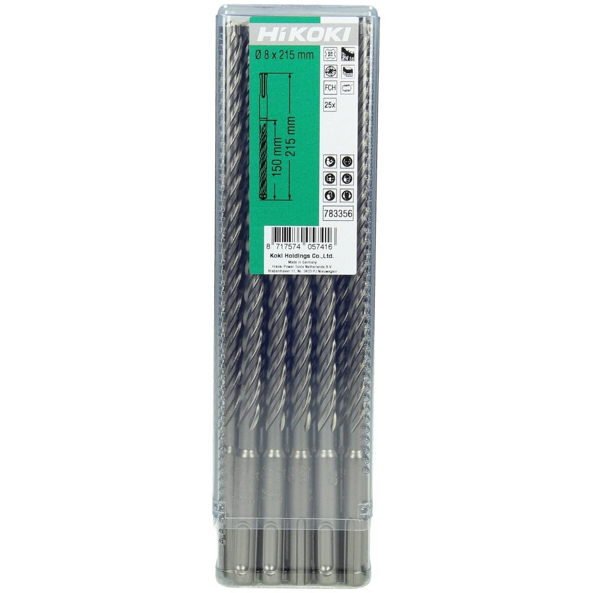 Hitachi 783361 zestaw wierteł SDS-Plus 4 profesjonalne cięcie, długość 10 x 110 mm, długość util 50