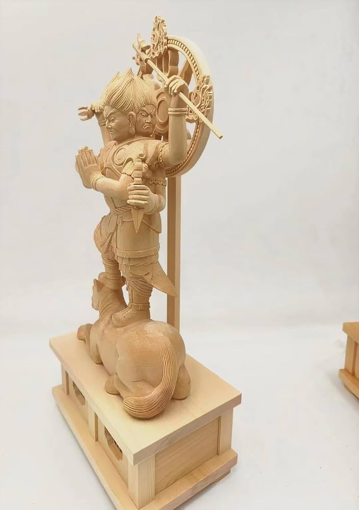 Amazon｜仏像 大輪明王 立像 桧木 木彫仏像 木彫り 木製 総高約