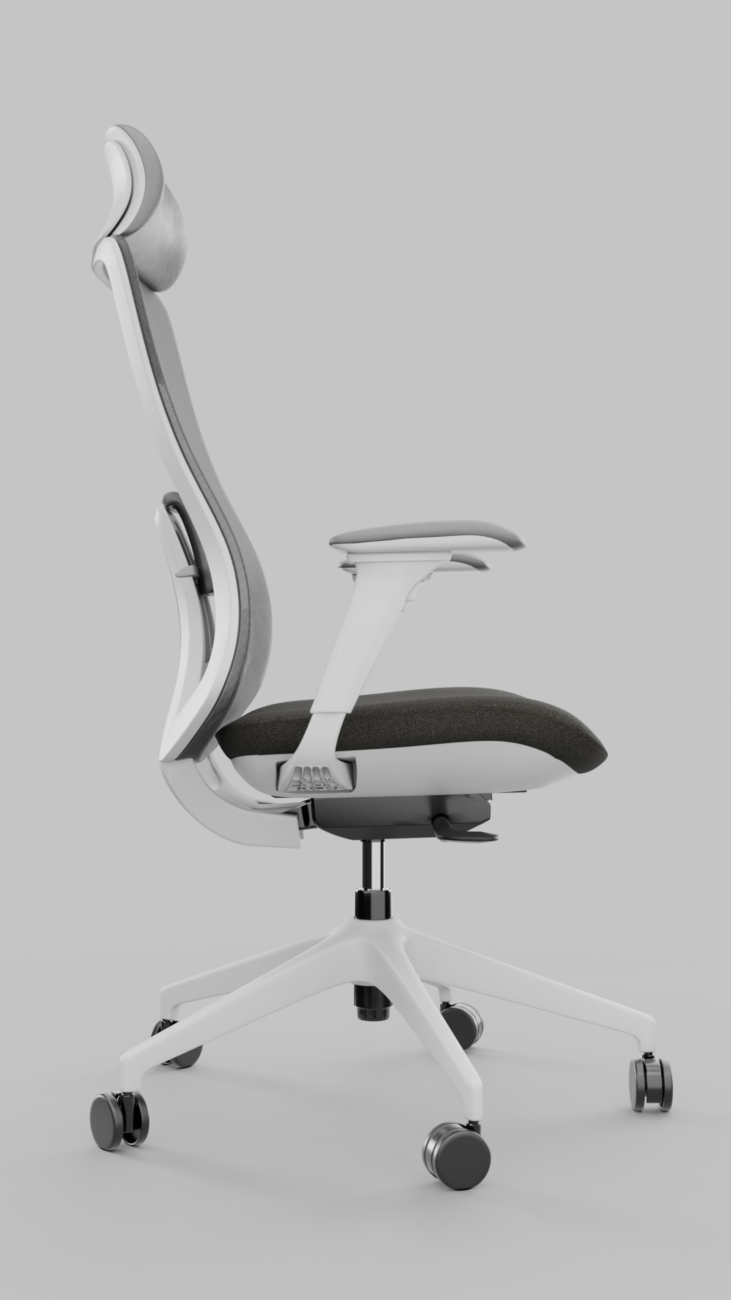 Silla de Escritorio ergonómica Asmara | Silla Gaming ergonómica de Malla +120kg Brazos 4D y Cabezal Integrado (White & Grey)