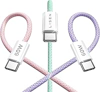 Vista 15 de LISEN Cable USB C, paquete de 5 cables USBC a USBC [0.5 pies] para iPhone 17 16e 15 Pro Max, cable de carga rápida de 60 W C a C para Galaxy Negro