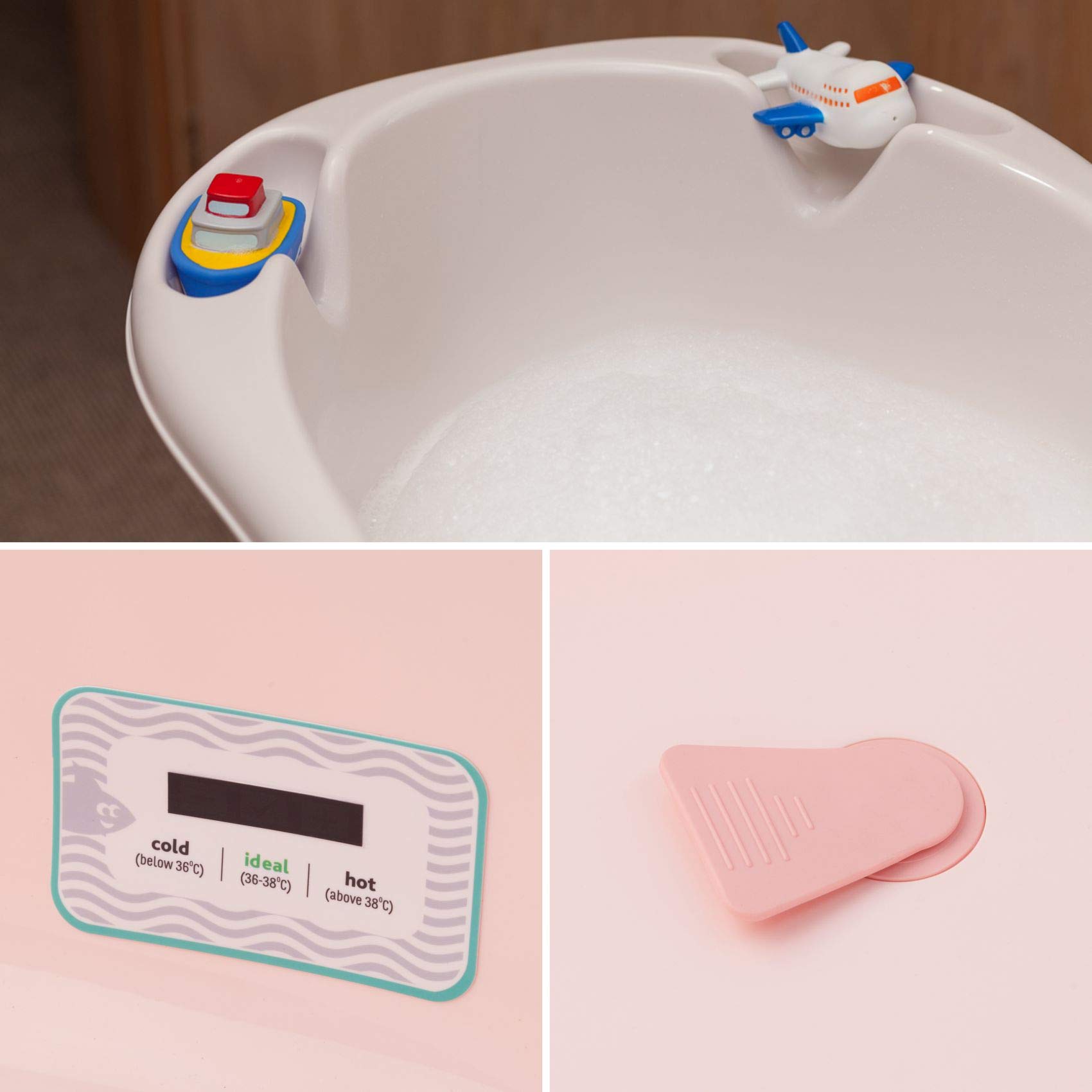 BABYLON Shuttle Bañeras para Bebes+Termómetro+Tapón, grande, 0-18M, Rosa