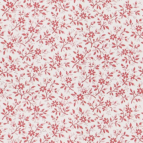 CiCiwind 17.32"x118.11" Peel and Stick Wallpaper Red Floral Contact Paper Removable Self Adhesive Wallpaper Sticky Back Plastic Waterproof Vinyl Wrap for Cabinets Walls Shelves Drawer Decor