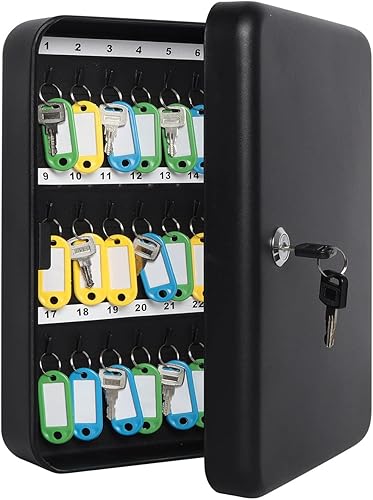 Caja de llaves con cerradura de combinación, gabinete para llaves con 48 ganchos para organizador de llaves, caja de bloqueo de llaves para montaje