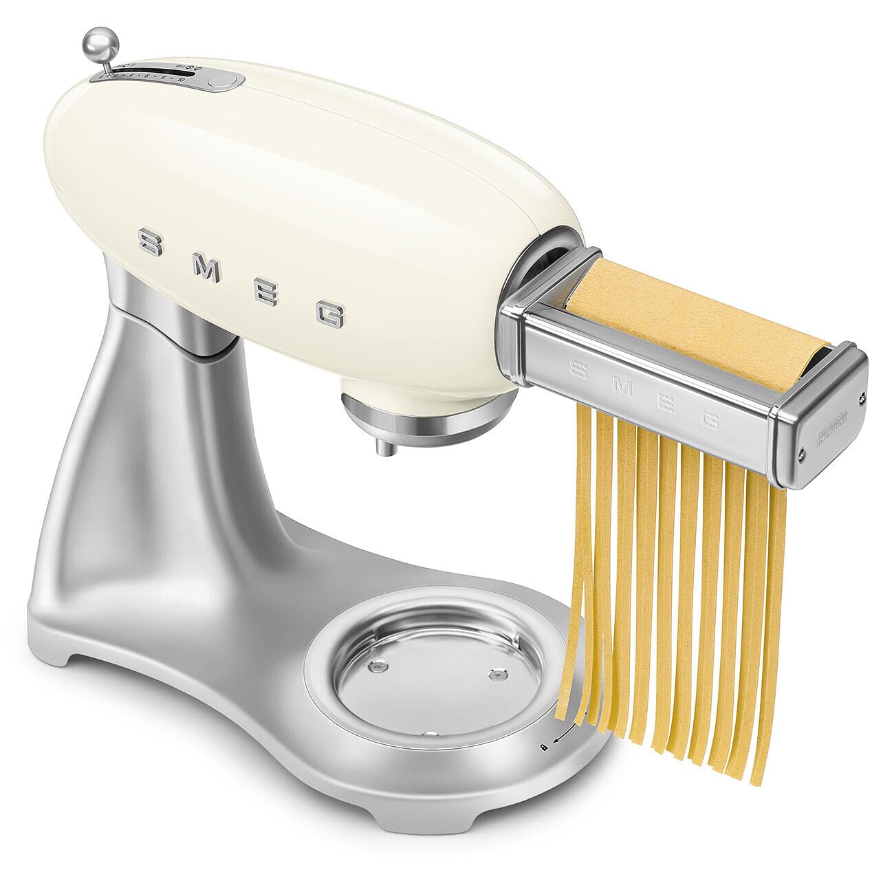 Smeg, Küchenmaschine SMF04CREU, 10 Geschwindigkeitsstufen, Smooth Start System- und Gleichlauffunktion, 4,8-Liter-Rührschüssel, Motorsicherung, inklusive 2 Schneebesen und Knethaken, 800 W, Creme