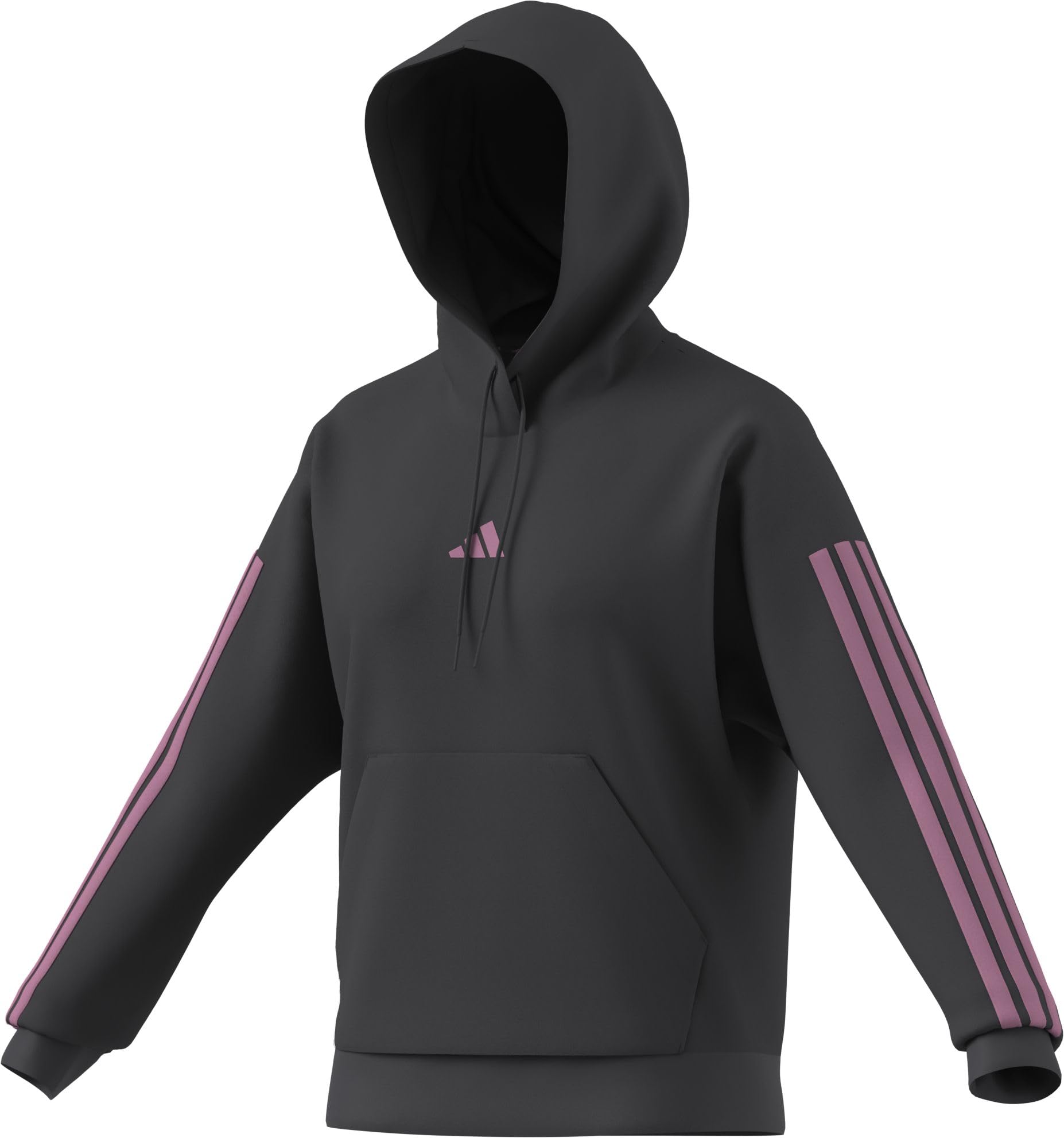 adidas dames ESSENTIALS 3-STRIPES FLEECE HOODIE, grey six/st tropic bloom, XS