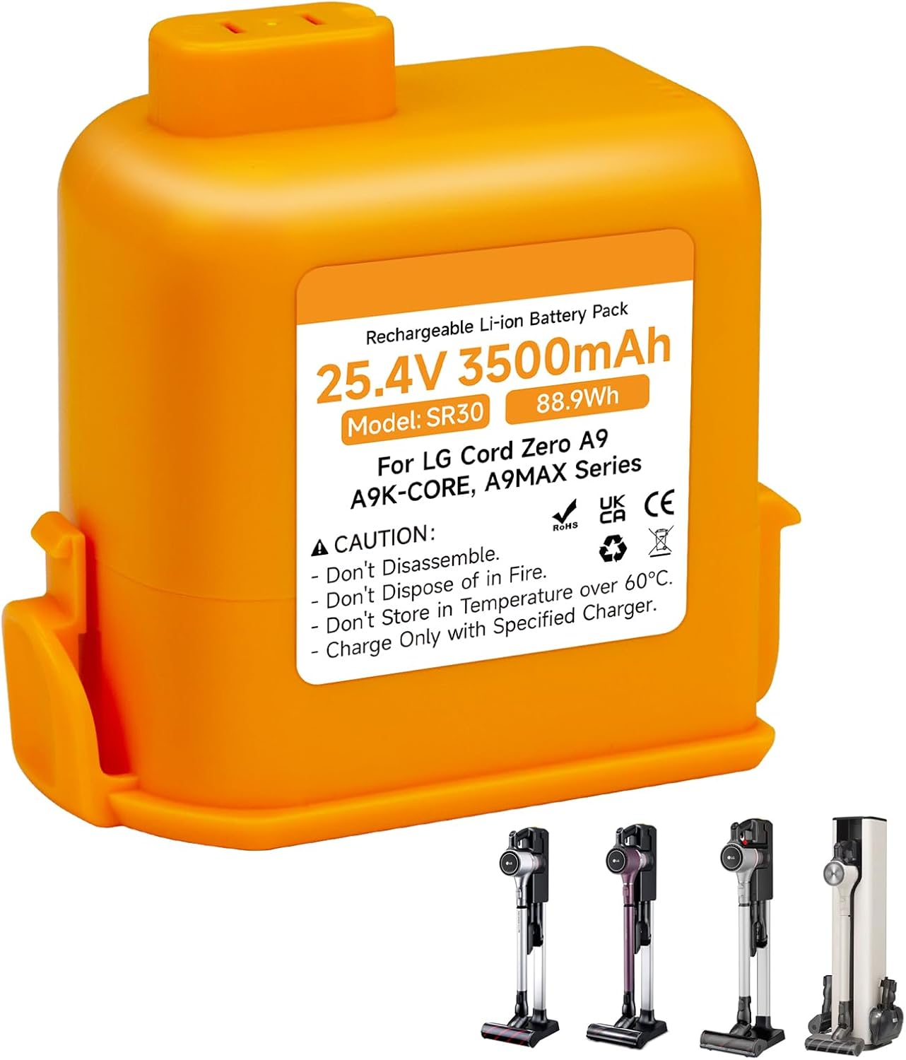CITYORK 25.4V 3500mAh Battery Compatible with LG Cord Zero A9, A9 Plus, A9S, A9K-CORE, A9MAX, A9K-PRO, A9N, A9M, A9MULTI, A958 A958SA A905M A907GMS A905RM A908MVR A916 Vacuum