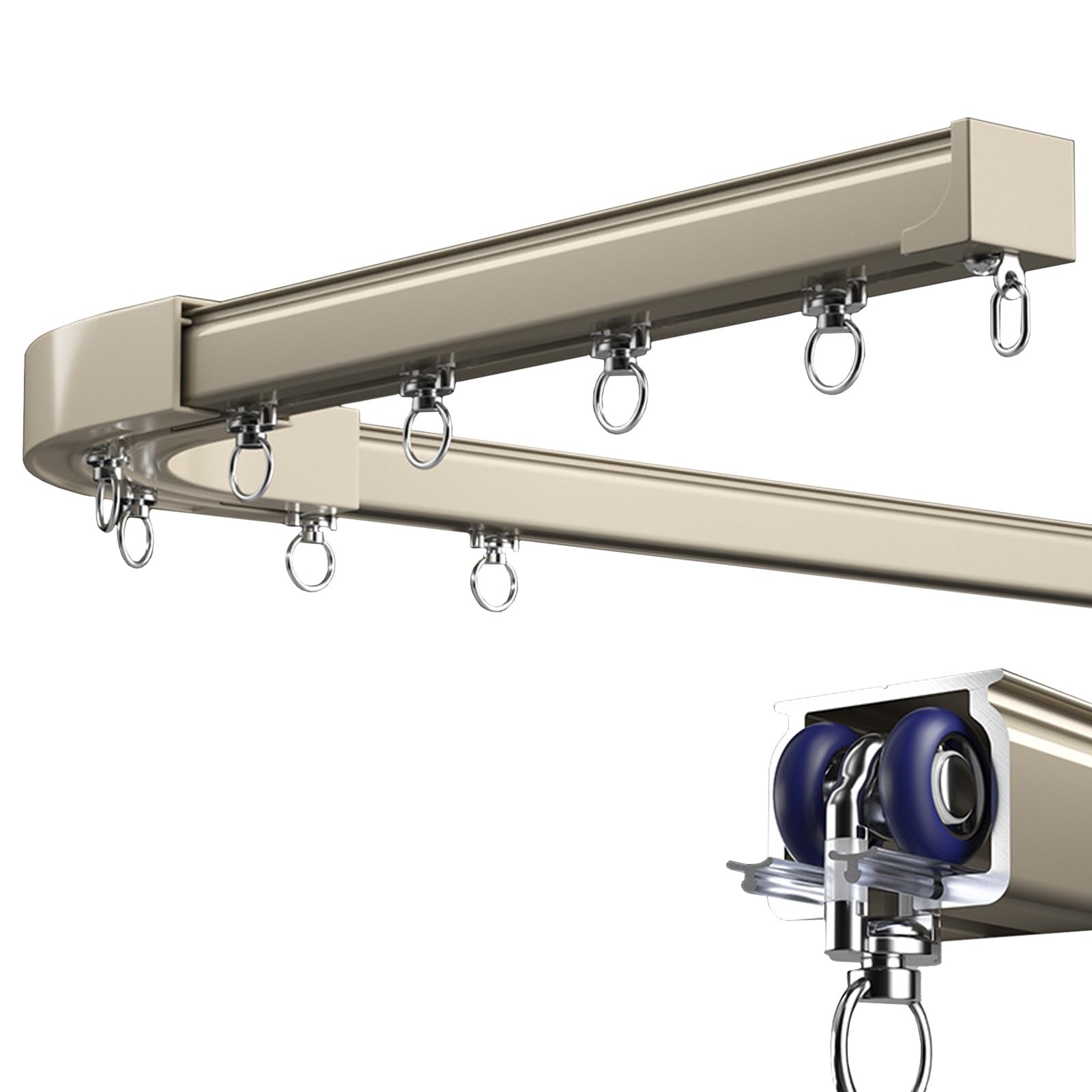WQPMNYG Sliding Curtain Rail System, Room Divider, 90° Curved & Straight Rod, Single/Double Panel Track for Cattle, Easy Installation, Durable Indoor Décor
