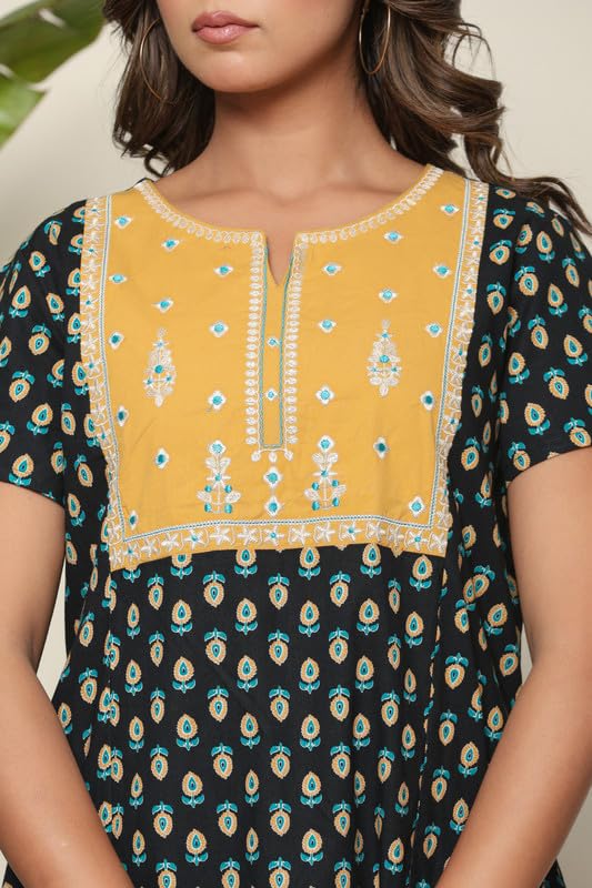 Image of NIHSAMAH Cotton Nighty for Women - Embroidered & Printed Stylish Night Gown, Comfortable Sleepwear Long Nightwear, Maxi