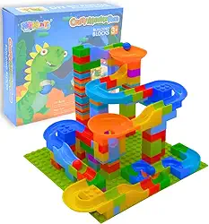 Brinquedo Educativo de Blocos de Montar Infantil, Modelos Criativos – Montanha-Russa de Bolinhas ou Conjunto Clássico de Blocos DIY, Estimula Coordenação, Criatividade e Raciocínio Lógico (Modelo 2)