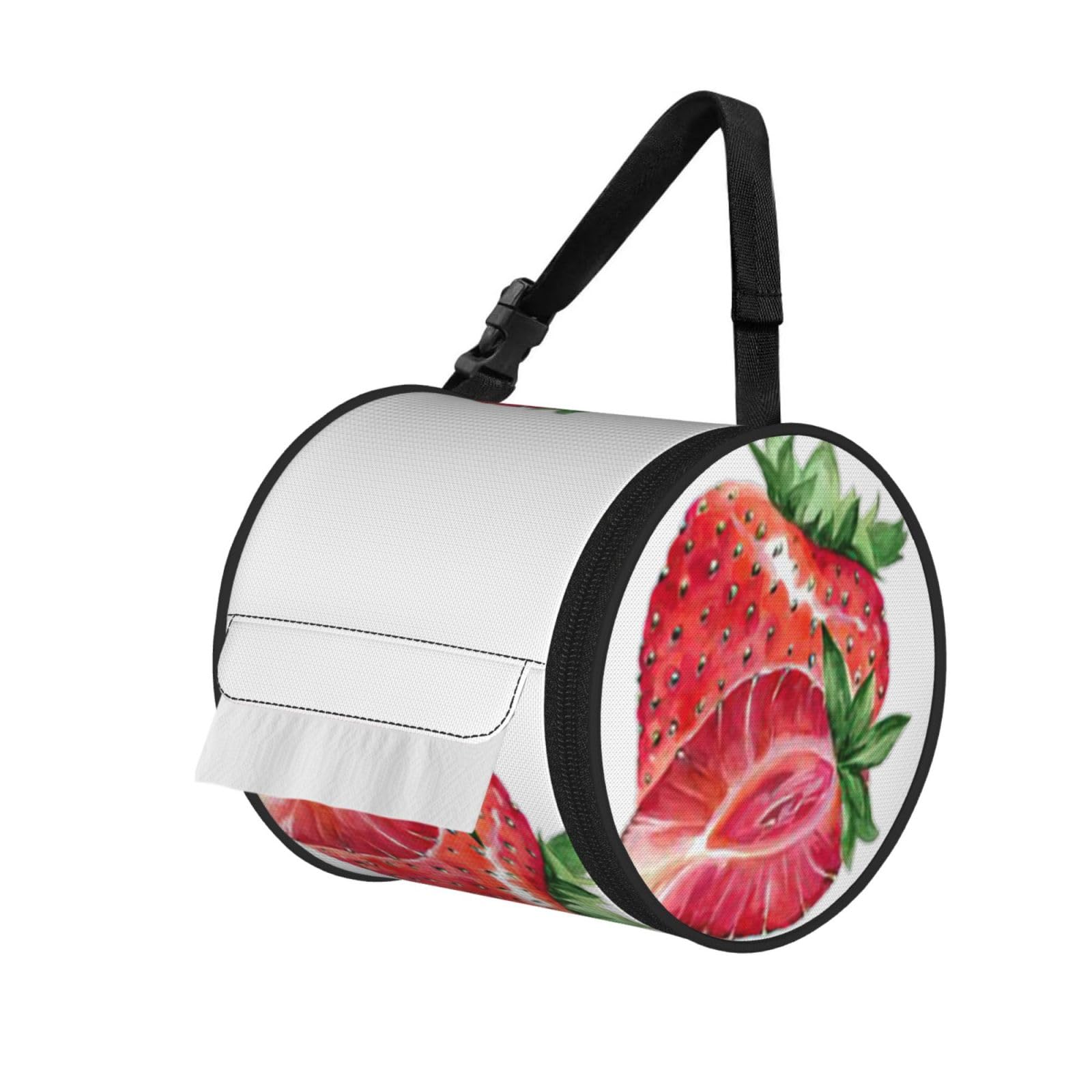 Strawberry 1 Print Fashion Tissues Organizer Box, Hanging Tissue Holder For Purse Coins For Car Office Daily Outing