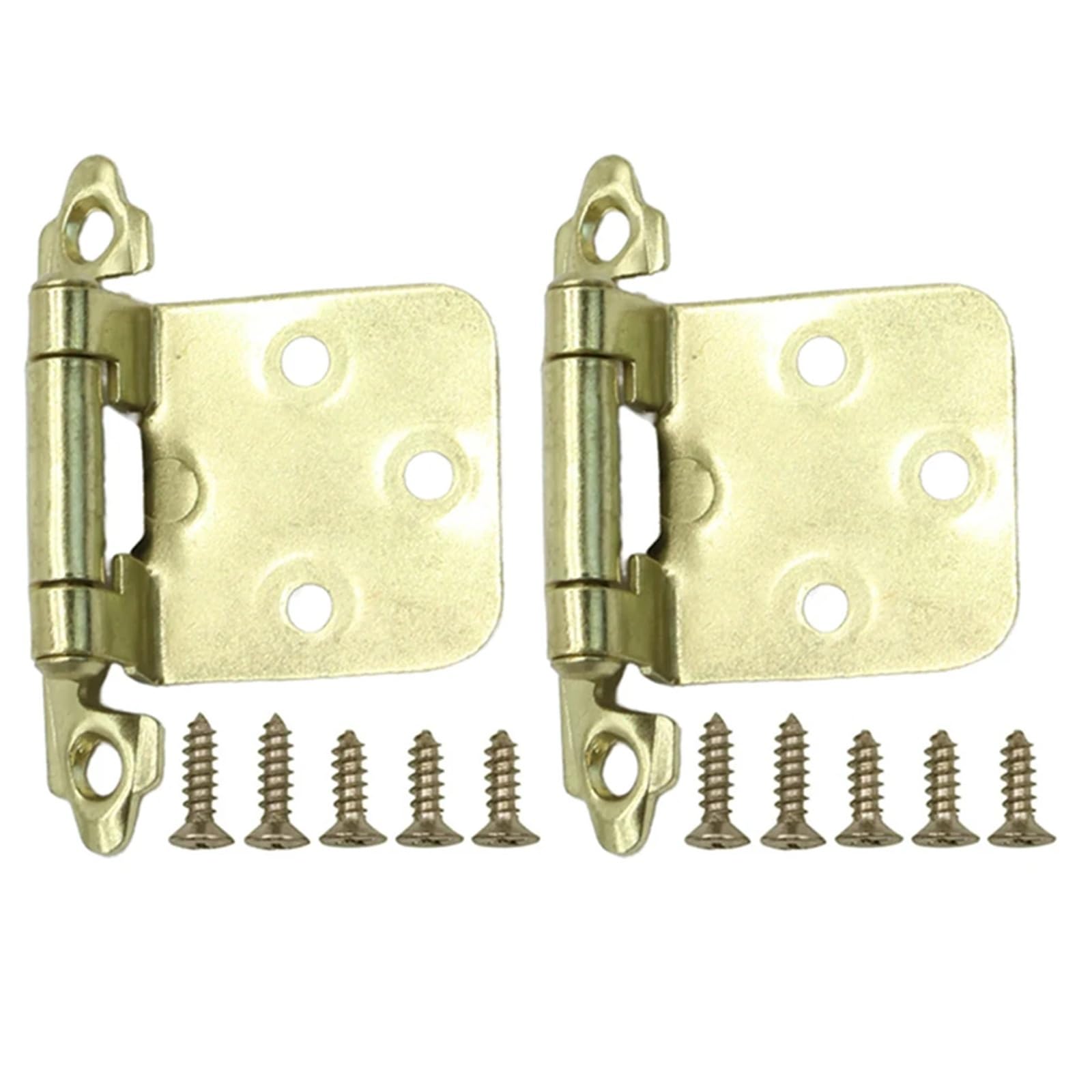 American Self Closing Spring Hinge with Screws Overlay Cabinet Door Flush Hinges 2Pcs(Gold)