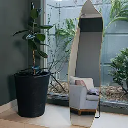 Espelho Orgânico Corpo Inteiro Moldura Metal Parede e Chão 1,50x40 Luxo Triboshop (Moldura Dourada)