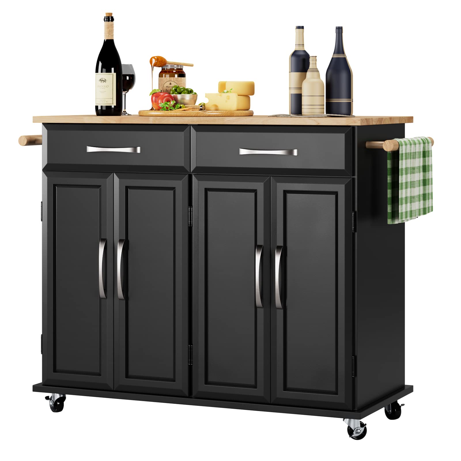 Buy Kitchen Island with Drawers and Large Storage Rolling