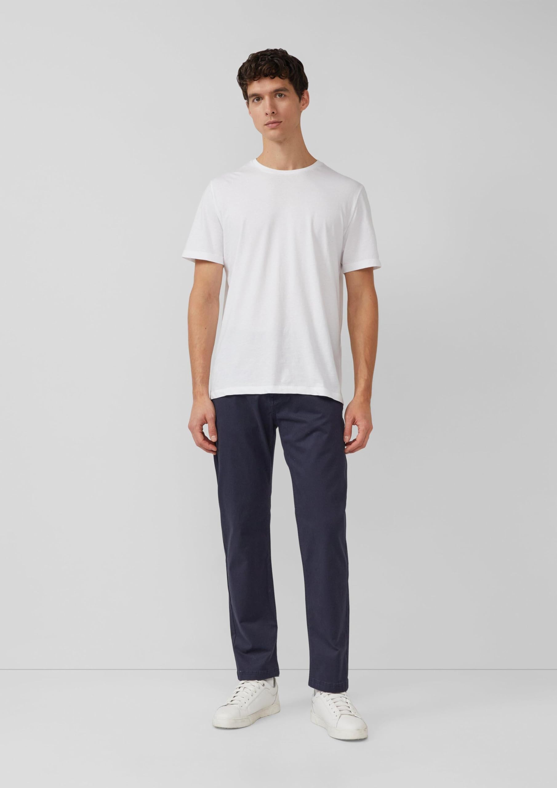 s.Oliver Regular Fit: Fein gemusterte Hose aus Baumwollstretch