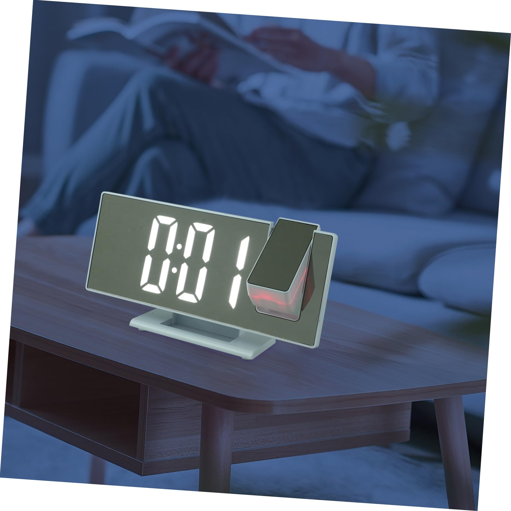 Ciieeo LED Projektionswecker Weiß mit Großem LED Display für Schlafzimmer