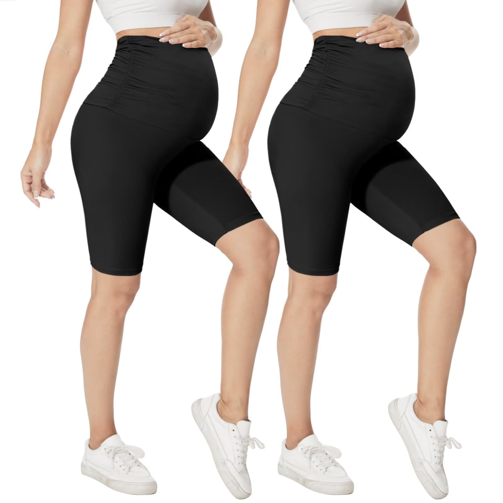 QGGQDD Maternity Biker Shorts Over Belly High Waisted for Pregnancy Yoga Workouts — view 14